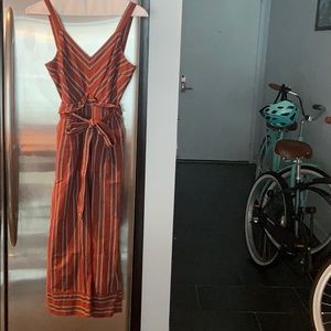 Burgundy striped jumpsuit